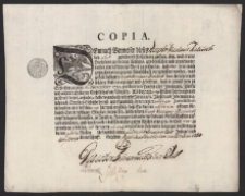 Kopia dyplomu mistrzowskiego J&oacute;zefa Mikołaja Deibistch