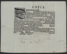 Kopia dyplomu mistrzowskiego wydana przez miasto Prudnik na nazwisko Jana Franciszka Bartłomieja Heisinga