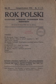 Rok Polski : czasopismo poświęcone zagadnieniom życia narodowego. R.3, nr 11-12
