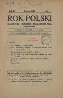 Rok Polski : czasopismo poświęcone zagadnieniom życia narodowego. R.3, nr 1