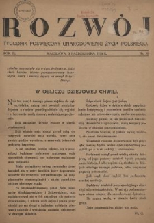 Rozw&oacute;j : tygodnik poświęcony unarodowieniu życia polskiego. R.9, nr 38
