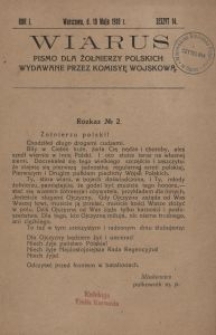 Wiarus : pismo dla żołnierzy polskich wydawane przez Komisyę Wojskową. R.1, z. 14