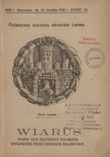 Wiarus : pismo dla żołnierzy polskich wydawane przez Komisyę Wojskową. R.1, z. 36