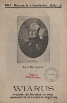 Wiarus : tygodnik dla żołnierzy polskich wydawany przez Księgarnię Wojskową. R.2, z. 36