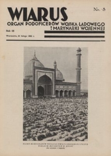 Wiarus : organ Podoficer&oacute;w Wojska Lądowego i Marynarki Wojennej. R.3, nr 8