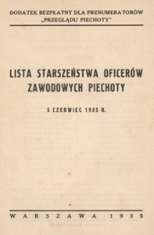 Lista starszeństwa oficerów zawodowych piechoty - 5 czerwiec 1935 r.