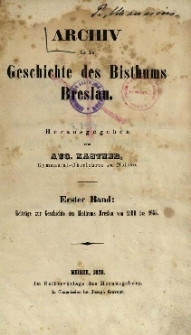 Beiträge zur Geschichte des Bisthums Breslau von 1500-1655