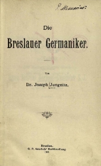 Die Breslauer Germaniker