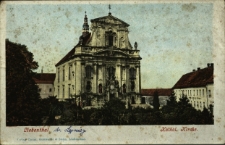 Lubomierz : kości&oacute;ł katolicki, fragment zabudowy rynku