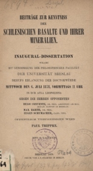 Beitr&auml;ge zur Kenntniss der schlesischen Basalte und ihrer Mineralien