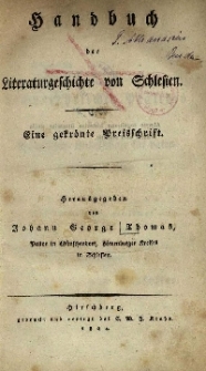 Handbuch der Literaturgeschichte von Schlesien : eine gekrönte Preisschrift