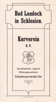 Bad Landeck in Schlesien : Kurverein E.V.1914