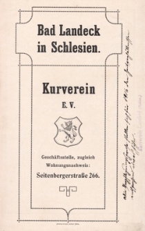 Bad Landeck in Schlesien : Kurverein E.V.1915