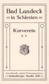 Bad Landeck in Schlesien : Kurverein E.V.1916