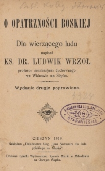 O opatrzności boskiej : dla wierzącego ludu