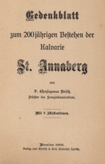 Gedenkblatt zum 200 jährigen Bestehen der Kalvarie St. Annaberg