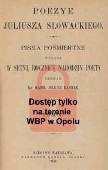 Poezye Juliusza Słowackiego. T.5
