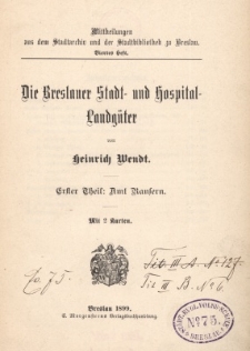 Die Breslauer Stadt- und Hospitallandg&uuml;ter. T.1 : Amt Ransern