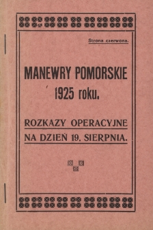 Manewry pomorskie 1925 roku : rozkazy operacyjne na dzień 19. sierpnia, strona czerwona