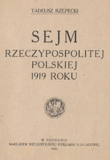Sejm Rzeczypospolitej Polskiej 1919 roku