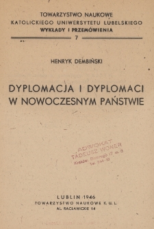 Dyplomacja i dyplomaci w nowoczesnym państwie