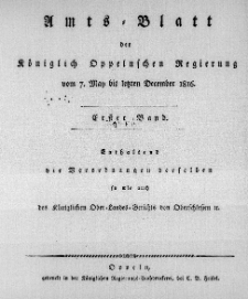 Chronologisches Verzeichnis 1816