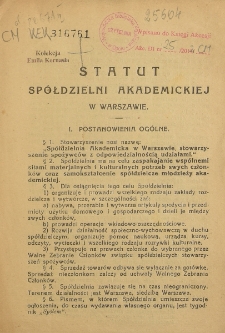 Statut Sp&oacute;łdzielni Akademickiej w Warszawie