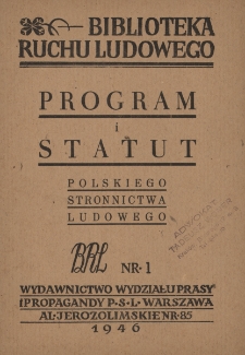 Program i statut Polskiego Stronnictwa Ludowego