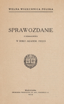 Sprawozdanie z działalności w roku akadem. 1922/23