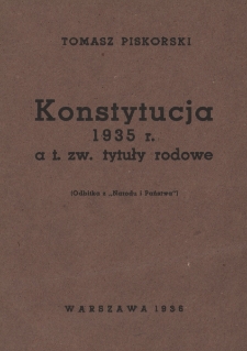 Konstytucja 1935 r. a t. zw. tytuły rodowe