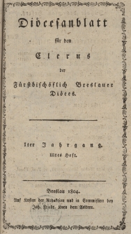 Di&ouml;cesenblatt f&uuml;r den Clerus der F&uuml;rstbisch&ouml;flichen Breslauer Di&ouml;ces. Iter Jg, IIItes H.