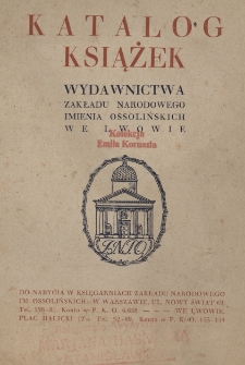 Katalog książek Wydawnictwa Zakładu Narodowego imienia Ossolińskich we Lwowie