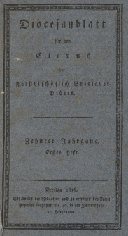 Diöcesenblatt für den Clerus der Fürstbischöflichen Breslauer Diöces. Xter Jg, Ites H.