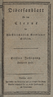 Diöcesenblatt für den Clerus der Fürstbischöflichen Breslauer Diöces. XIter Jg, IItes H.