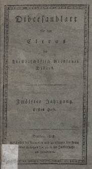 Diöcesenblatt für den Clerus der Fürstbischöflichen Breslauer Diöces. XIIter Jg, Ites H.