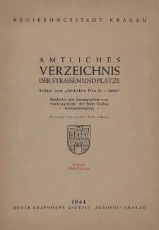 Amtliches Verzeichnis der Strassen und Plätze : Beilage zum „Amtlichen Plan M. 1 : 20 000”