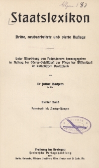 Staatslexikon. Bd. 4, Patentrecht-Staatsprüfungen