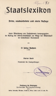 Staatslexikon. Bd. 4, Patentrecht-Staatspr&uuml;fungen
