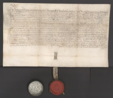 Akt przyznania nagrody. Fryderyk Wilhelm margraf brandenburski, elektor pruski przyznaje trzem braciom Hansowi, Ernestowi i Henrykowi von Kochor zu Pless 1400 talar&oacute;w w nagrodę za wierną służbę