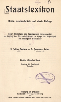 Staatslexikon. Bd. 5, Staatsrat-Zweikampf Nachtr&auml;ge