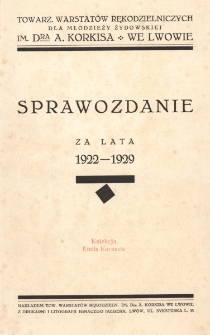 Sprawozdanie za lata 1922-1929