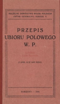 Przepis ubioru polowego W. P. z dnia 15 XI 1919 r.