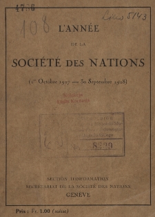 L'Année de la Société des Nations : (1-er Octobre 1927-30 Septembre 1928)