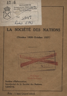 L'Année de la Société des Nations : (Octobre 1926-Octobre 1927)