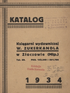 Katalog Księgarni wydawniczej W. Zukerkandla w Złoczowie