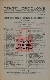 Czasy legjon&oacute;w i Księstwa Warszawskiego (1796-1815)