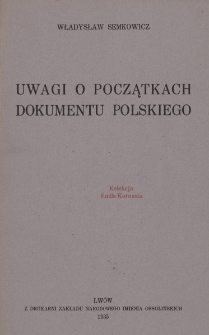Uwagi o początkach dokumentu polskiego