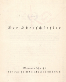 Der Oberschlesier : Monatsschrift für das heimatliche Kulturleben, 1928. Jg.10, H.7