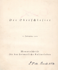 Der Oberschlesier : Monatsschrift für das heimatliche Kulturleben, 1929. Jg.11, H.2