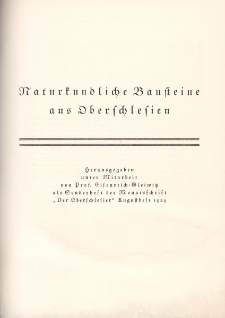Naturkundliche Bausteine aus Oberschlesien, 1929. Jg.11, H.8